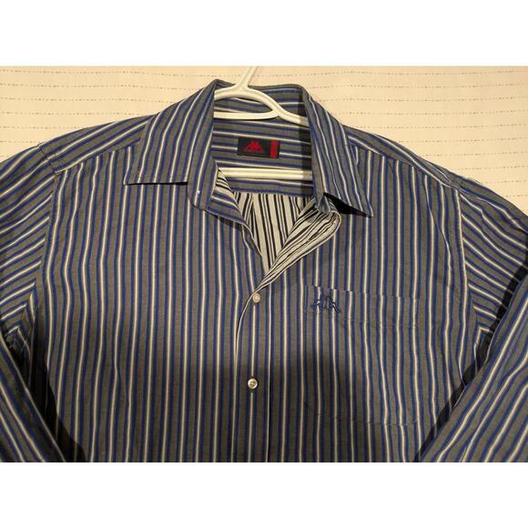 Robe Di Kappa Stylish Striped Button-Up Shirt Mens XL Blue White - Picture 8 of 13